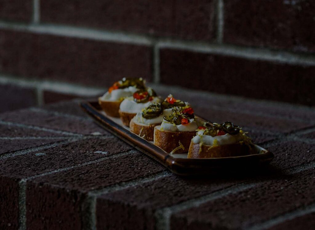 Candied Pepper & Goat Cheese Crostini